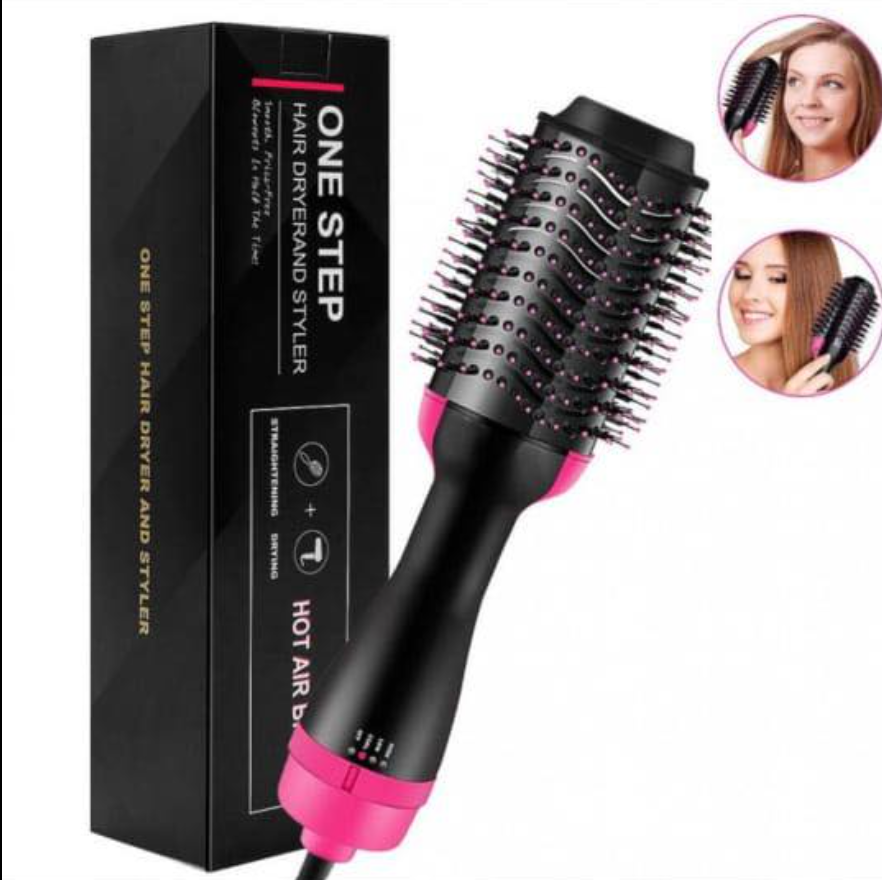 One Step Hair Dryer And Styler Brush Comb Black/Pink